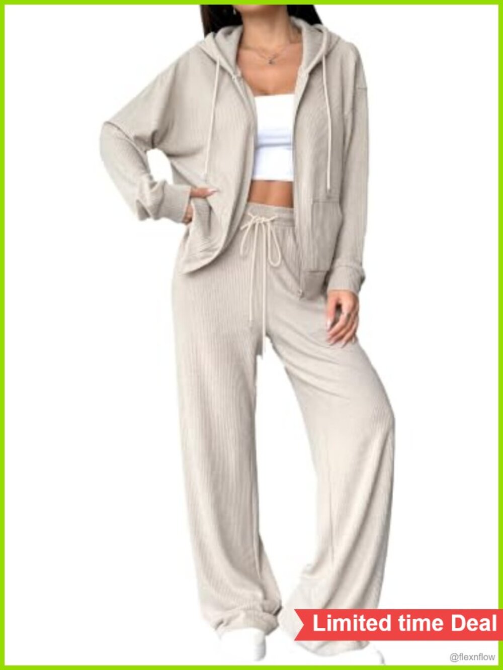 2 Piece Zip Hoodie Sweatsuit Set Viscose Elastane Lounge Travel